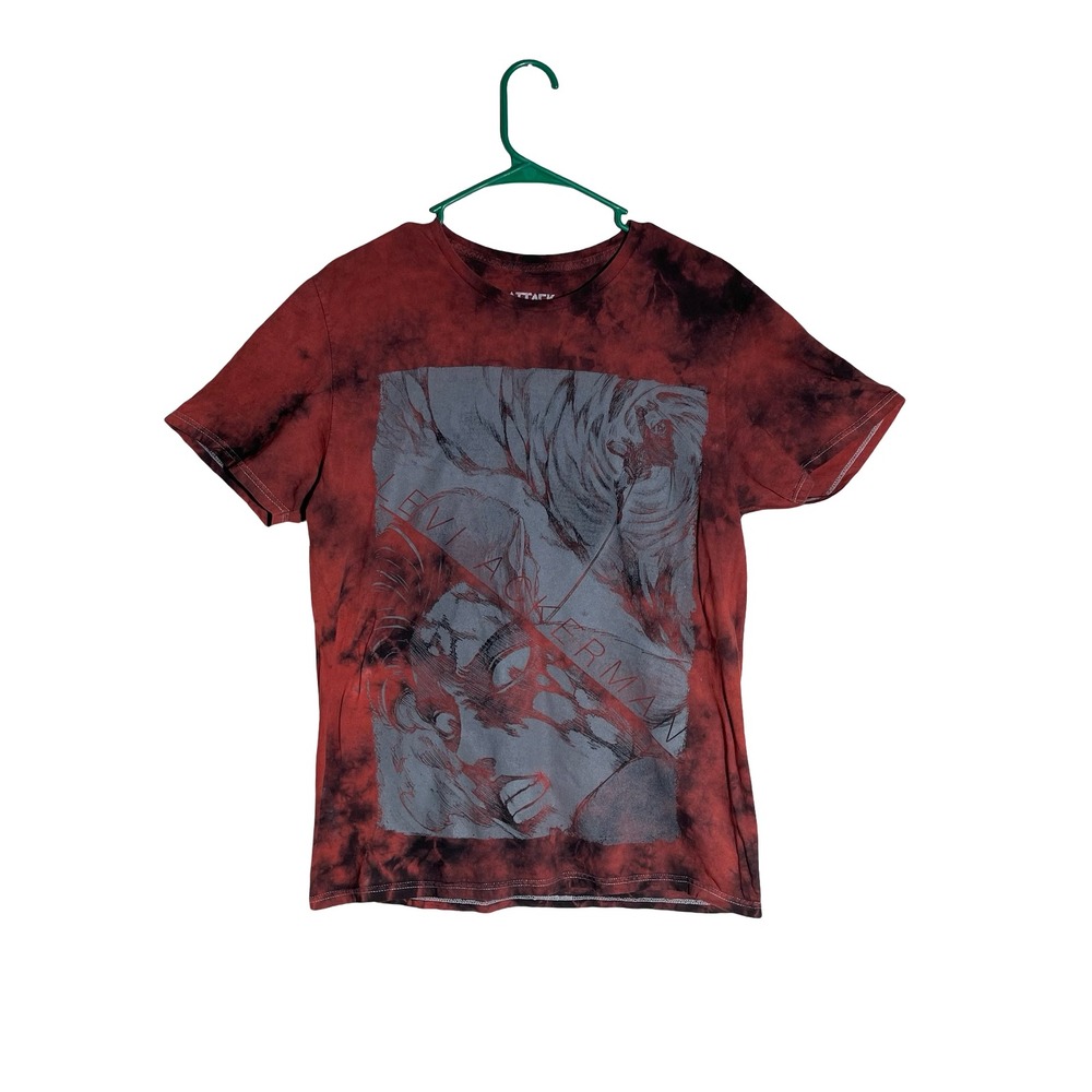 Attack on Titan Levi Ackerman Tie Dye Graphic Tee Red Black Mens Medium